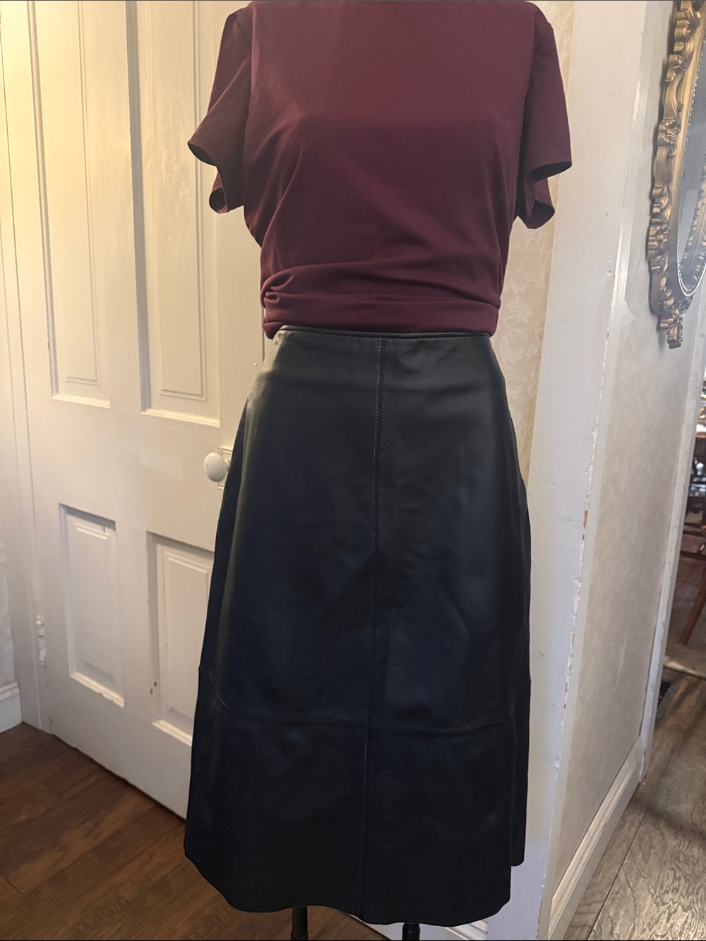 Vintage Clio Black Leather Skirt Size 8